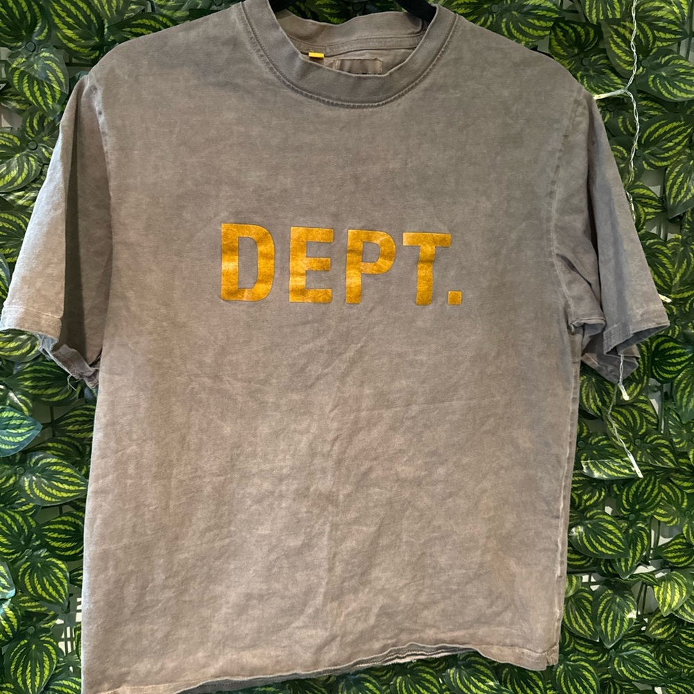 Gallery Dept Grey Acid Wash Tee with Gold DEPT. Print
